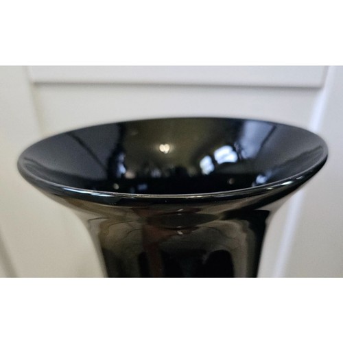 Vintage Black Amethyst MCM Blown Glass Art Vase With Clear Bubble Base 16.5" - Picture 12 of 16