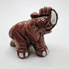 VTG Mini Lucky Elephant Happy Clay Figurine 1 x 1.5 Inch Tiny Tusks