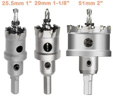 Carbide Tip TCT Hole Saw Cutter Drill Bit Set For Steel Metal Alloy 25.5/29/51mm