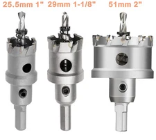 Carbide Tip TCT Hole Saw Cutter Drill Bit Set For Steel Metal Alloy 25.5/29/51mm