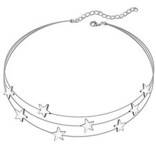 Dainty Multilayer Stars Choker Necklace Layering Bohemian Chain Silver