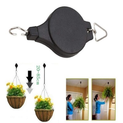 2 x Hook Hanging Pull Down Hanger Retractable Pulley Hook For Gardens  20-85CM | eBay