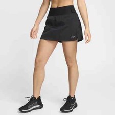 NIKE Women's TRAIL Repel Mid-Rise 5" Running Pockets Skort NWT Black LARGE