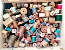 Vintage Wood Thread Spools in Various Colors & Brands - Talon Star Coats & Clark