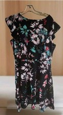 iHot Women’s 2XL Swing Dress Black Floral Cap Sleeve Pockets
