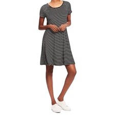 Old Navy Black White Striped Jersey Swing Dress Women’s‎ XS