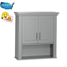 Wall-Mount Bathroom Storage Cabinet Medicine Organizer Double Doors Shelved New