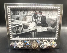 Jewelry Art Picture Frame 6 3/4"x 5 3/4" OOAK by Clara