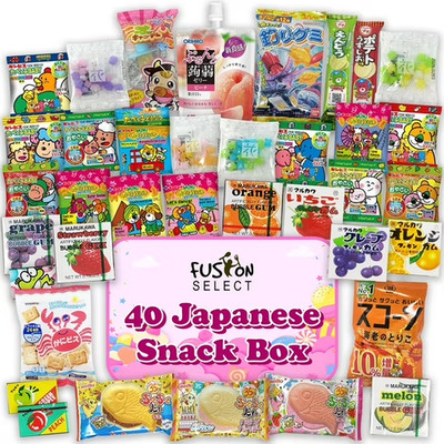 Fusion Select 40 Japanese Snack Box -Assorted Dagashi Box from Japan with Bubble