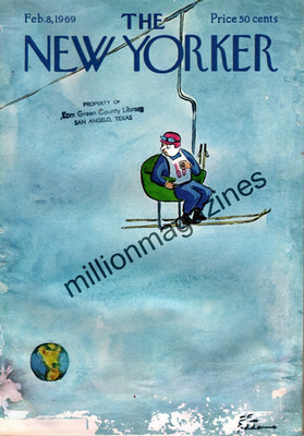 1969 New Yorker February 8 - Runaway Ski Lift - Charles Addams - Very Rare