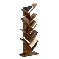 Tree Bookshelf, 9-Tier Bookcase, Large Bookshelf, Space-Saving Corner Shelf, ...