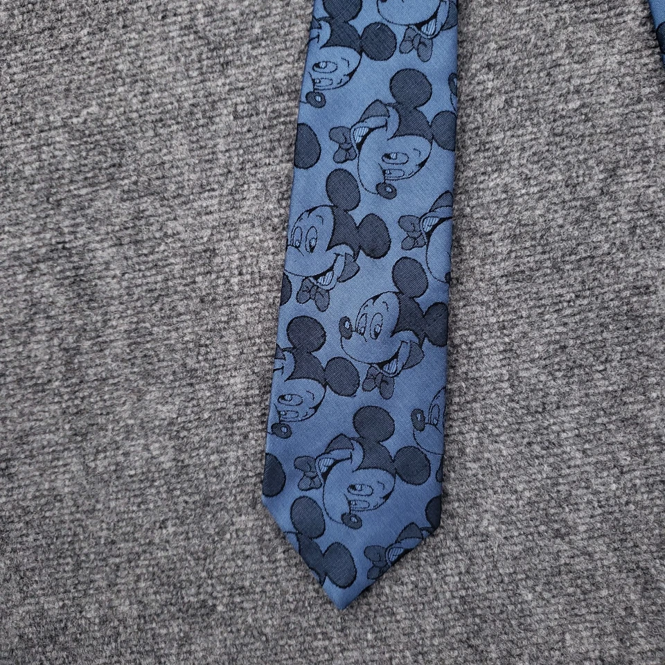 Gravata masculina vintage Balancine The Tie Works Disney azul Mickey Mouse tecido de seda - Imagem 4 de 4