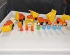Vintage Lot of 18 Fisher Price Little People Construction Workers, Vehicles, etc