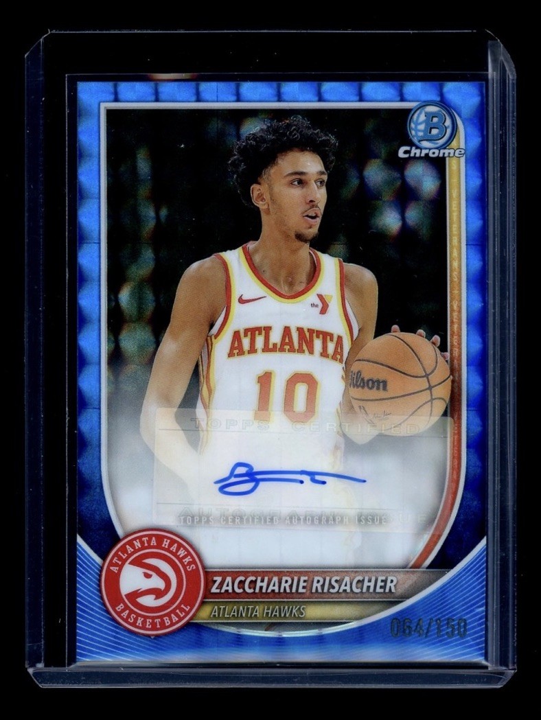 2025-26 Bowman Chrome #BCA-ZR Zaccharie Risacher Blue Geometric Auto SP /150