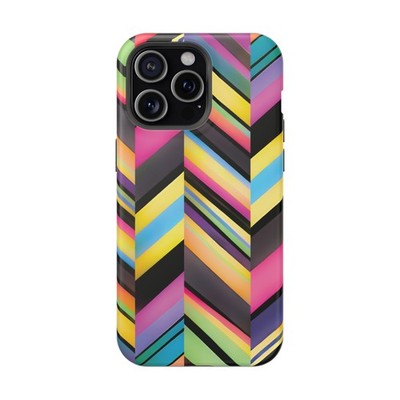 Apple iPhone 13 14 15 16 Magnetic Case Chevron Pattern Wireless Charging Case