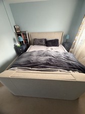 Superking Sleigh Bed Frame 40" with Built-In Pop-Up TV Stand