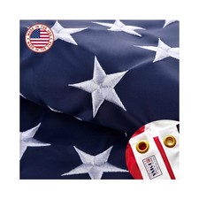 Embroideries American US Flag 3x5 Outdoor Made in USA - Heavy Duty Vivid Colo...