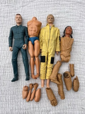 Vintage G.I. Joe, Marx, & U.N.C.L.E Figures Lot Of 4...Parts/Repair ONLY