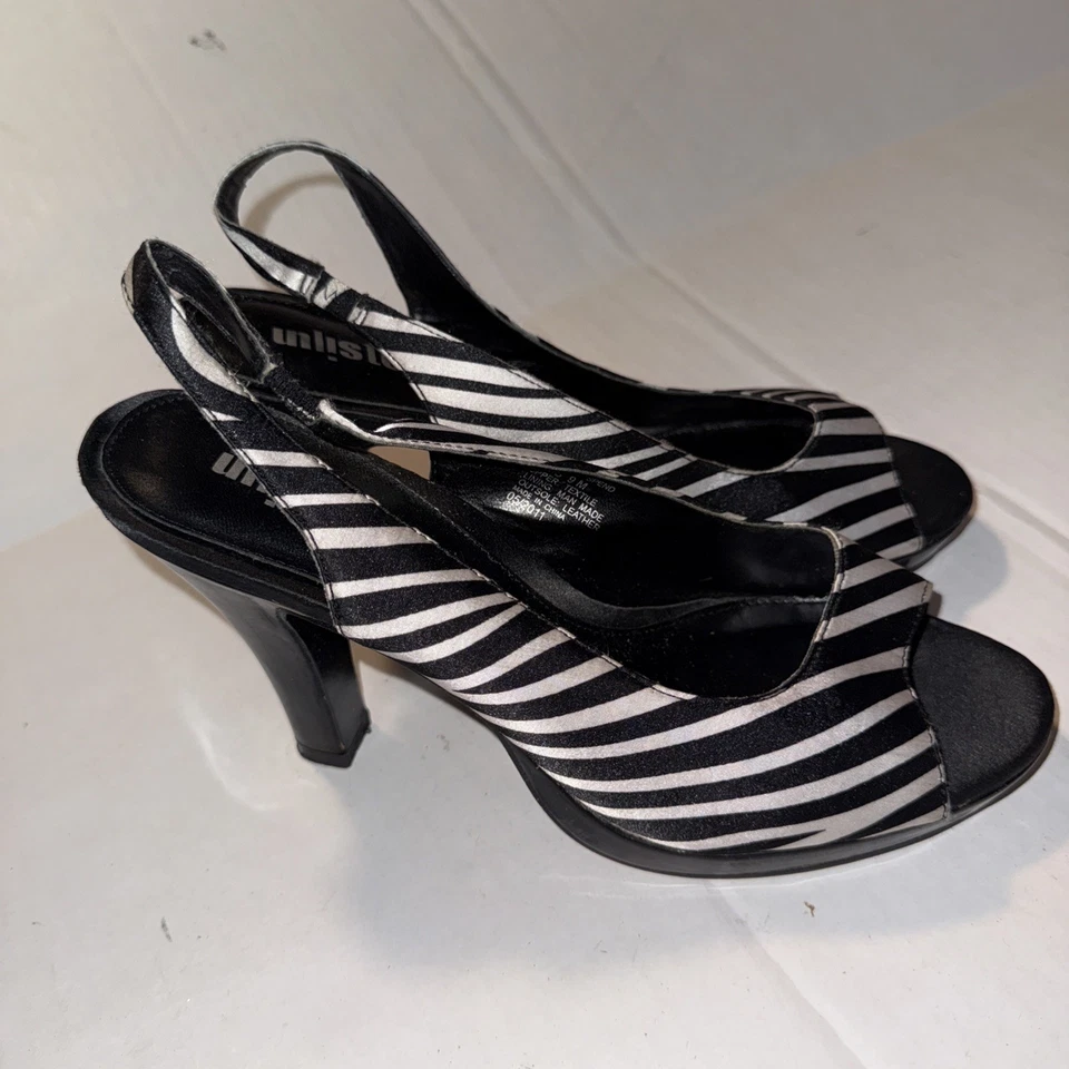 Sandalias Baddie Y2K sin listar tacón sin cordones punta abierta estampado de cebra talla 9 Foto 4 de 4