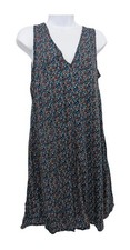 Gap Women's Floral Print Viscose Tank Dress Black Print Size XS Pockets 36 In