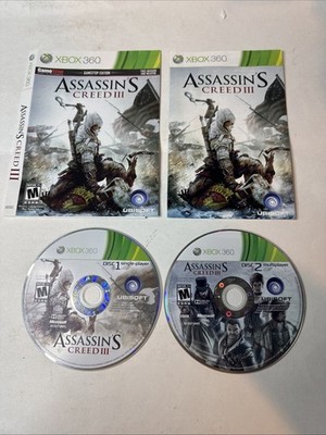 Assassins Creed 3 GameStop Edition Xbox 360 Discs, Manual & Artwork Only TESTED