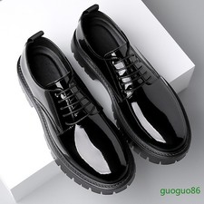 Men's Glossy Shiny Leather Wedding Platform Shoes Lace Up Dress Formal Ball Gown
