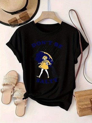 [Casual Graphic Tee] Lightweight Polyester Women's Casual Don't Be Salty Graph