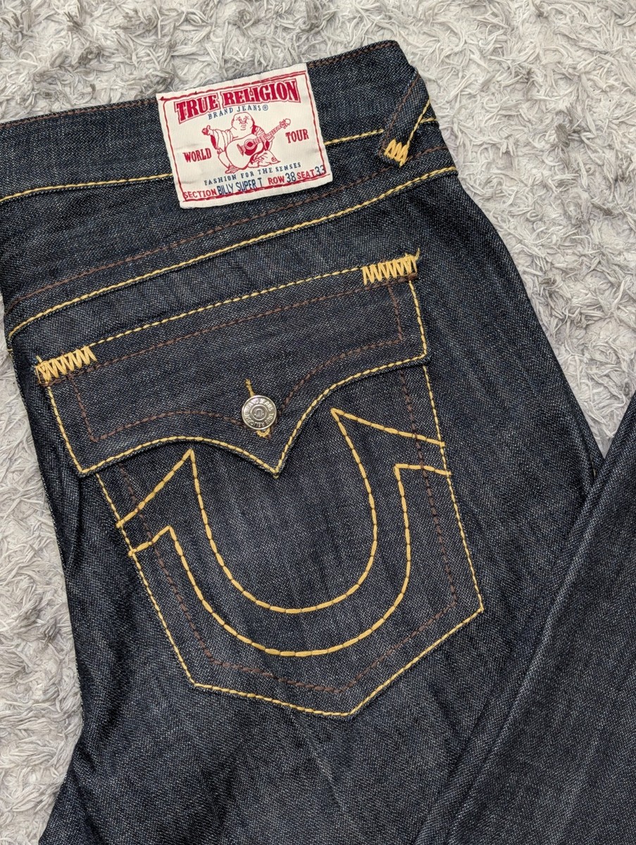 True Religion Jeans World Tour Billy Super T Blue Denim Mens Size