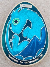 3D Dragon Egg Geocoin - Satin Gold - Activated  Adoptable - TBAA8Z3