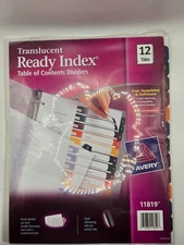 Avery Ready Index 11819 12-Tab Translucent Dividers TOC – 2011 NOS