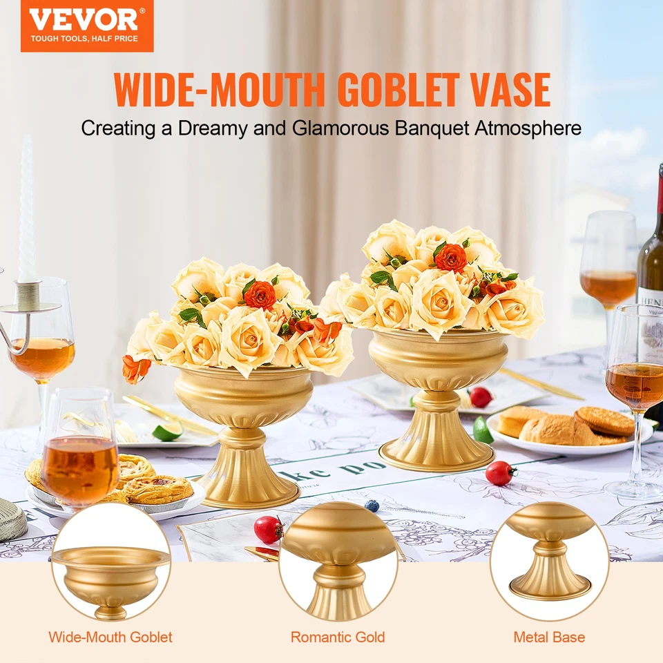 VEVOR Vase de mariage support de fleurs en métal or pour décoration 16 cm 10 PCS - Photo 2/4
