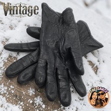 Fownes Vintage Leather Driving Gloves Women 7 Black Pebbled Classic Old Money