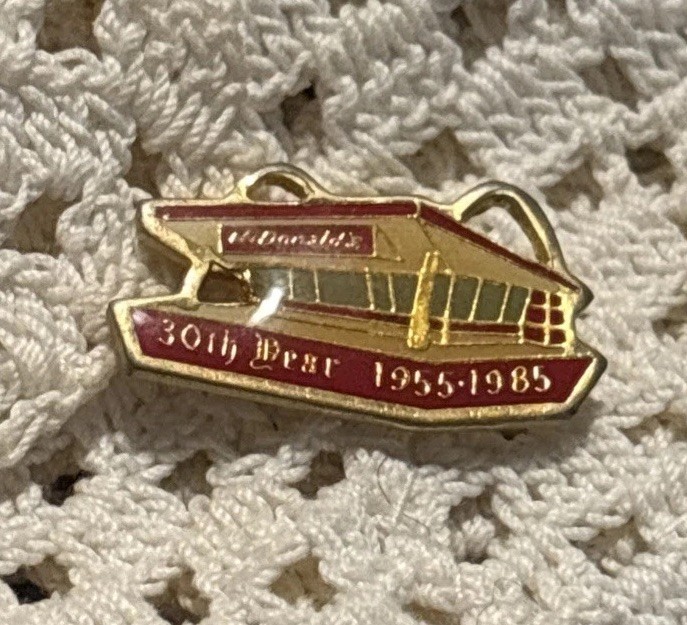 McDonald’s 30th Year 1955-1985 Restaurant Shaped Lapel Pin Vintage Collector
