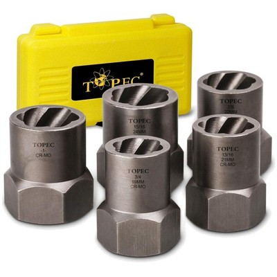 Heavy Duty 5-Pc Bolt Remover Set - Impact Extractor Kit