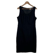 Banana Republic Womens Size 14 Black Damask Sheath Dress Fully Lined Classic LBD