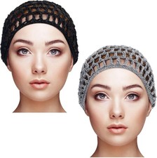 2 Pieces Mesh Crochet Hair Net Rayon Knit Snood Cap Cover Crocheted Shower Caps
