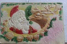 Embossed Santa Claus Merry Christmas Postcard Old Vintage Card View Standard PC