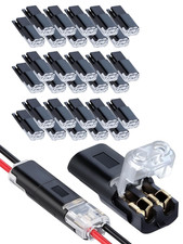 30 PCS Double-Wire Plug-In Connector, 2-Pin Low Voltage Wire Connectors with Loc