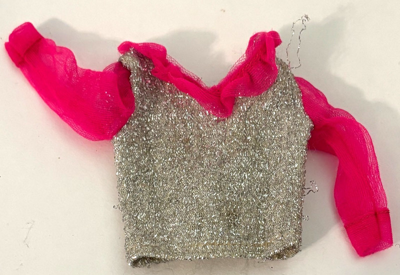 "Movie Groovie" Barbie Pink Silver Knit Top ONLY #1866 Vintage