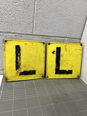 VINTAGE ORIGINAL LEARNER DRIVER PLATES LARGE COMMERCIAL MUSCLE CAR MANCAVE L
