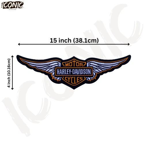 Harley‐Davidson Parche Ala Grande 15′′ Coser/Planchar Bordado Parche Trasero Logo Foto 2 de 2