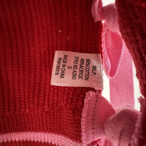 Maglione Day + Moon rosso e rosa maglia cavo boxy cropped gilet cravatta fiocco laterale nuovo con etichette S - Foto 6 di 8