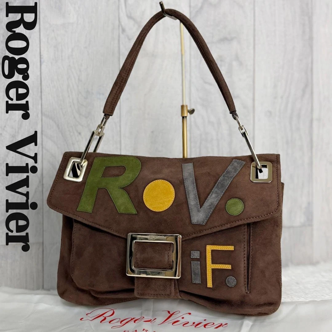 Roger Vivier ハンド 肩掛け バッグ スエード 上品 スクエア 黒 Pilgrim Micro embellished satin shoulder bag in black - Roger