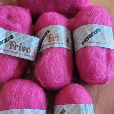 Reynolds Frivoli Mohair Yarn Lot Pink Fuzzy Worsted Wool/Nylon Skein MPN 45