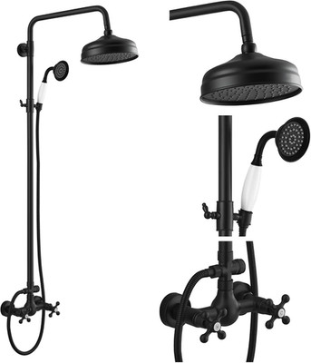 Luxurious Matte Black Rainfall Shower System with Handheld Spray & Double Handle
