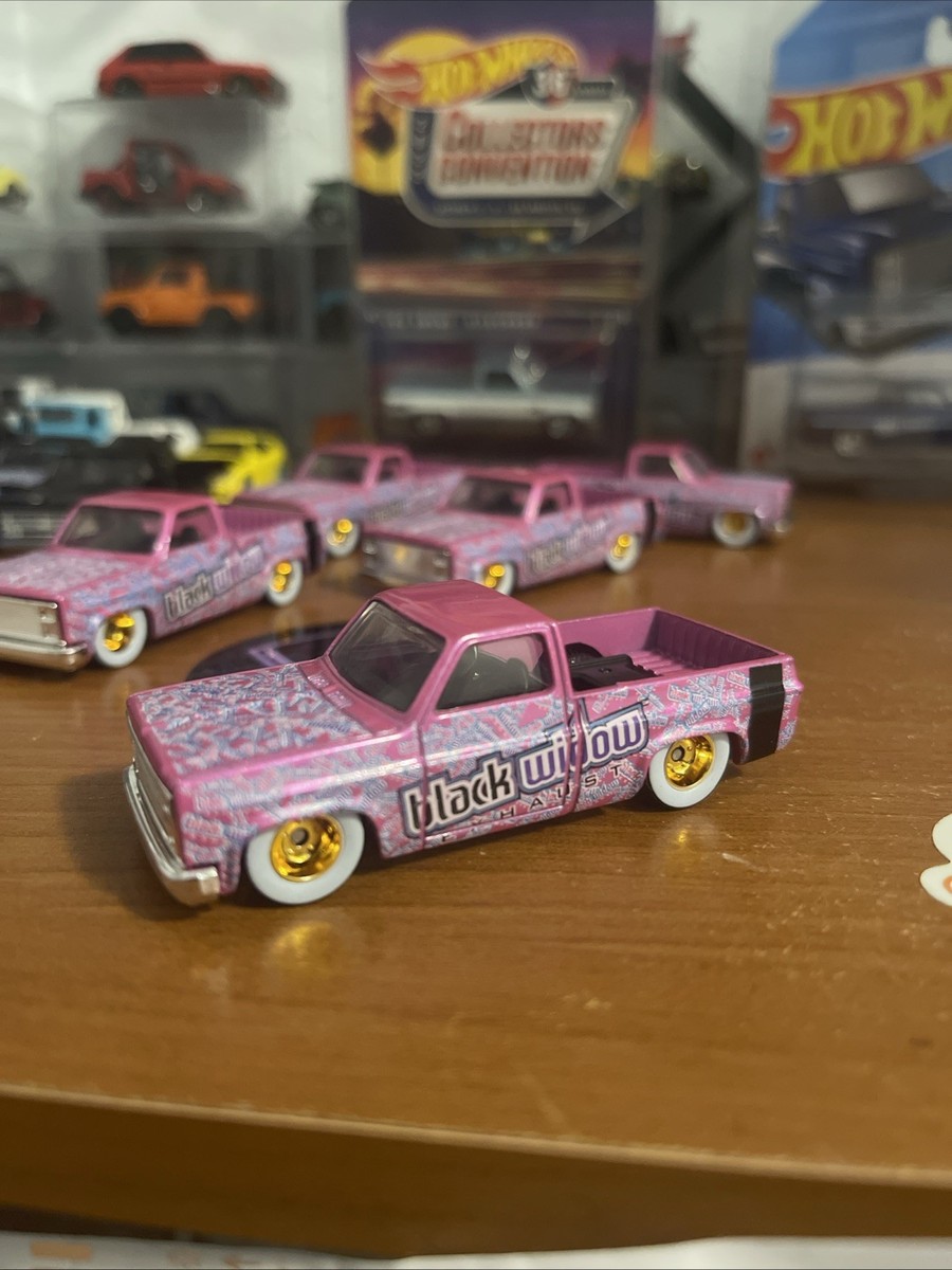 Hot Wheels 83 Silverado Pink Black Widow With Nftg Rims And Spun