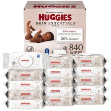 Huggies Skin Essentials Baby Wipes, Hypoallergenic, 99 Water, 15 Flip Top Pa...