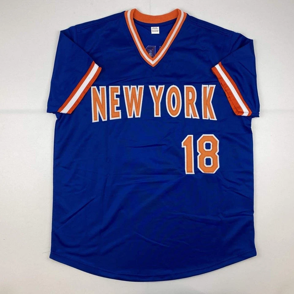 Autographed/Signed DARRYL STRAWBERRY New York Blue Baseball Jersey PSA/DNA COA - Image 4 of 4