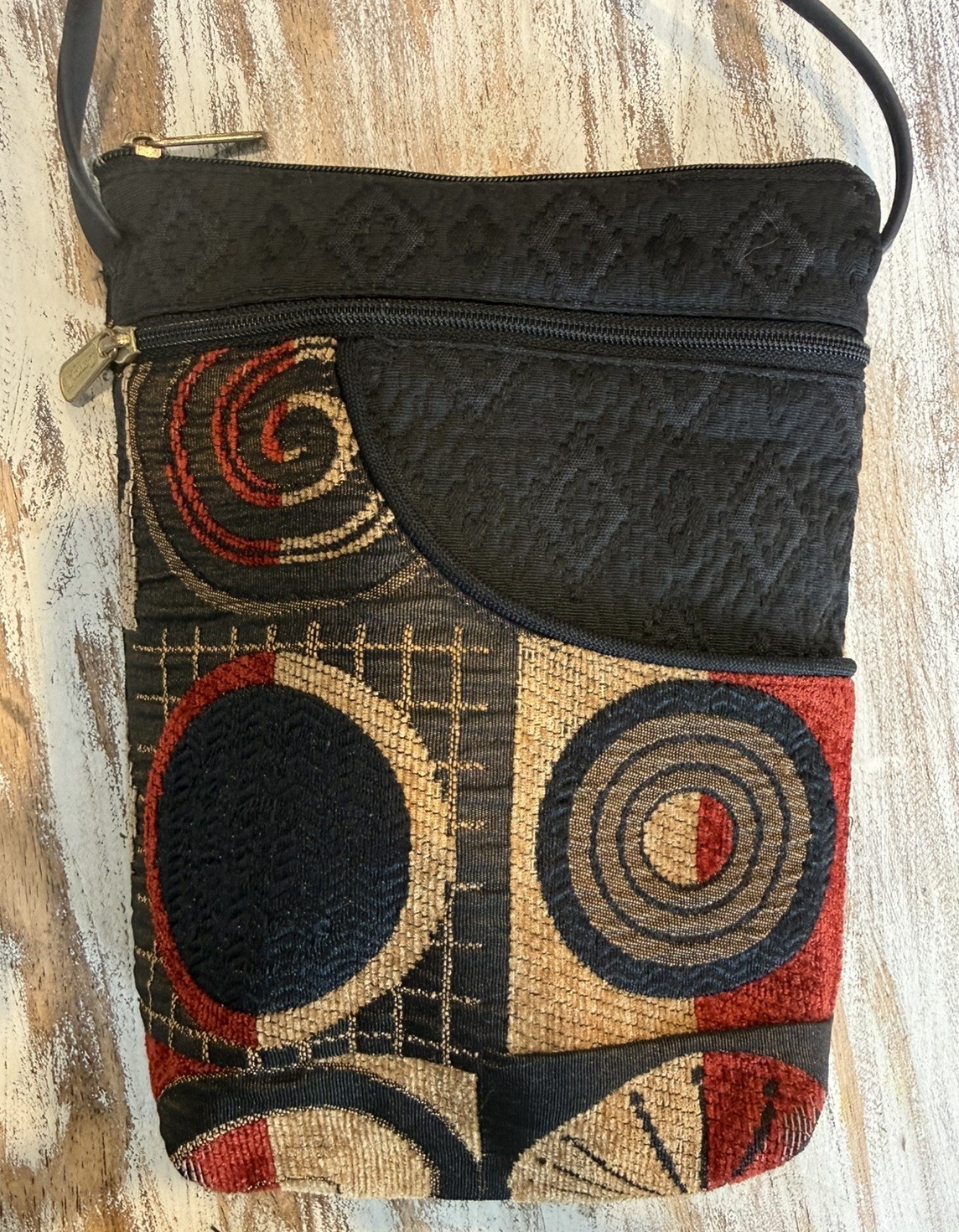 Danny K. Geometric Patchwork Tapestry Crossbody B… - image 1