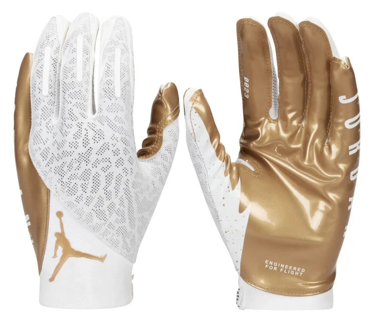 White and gold nike football best sale gloves